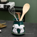 Custom Hot Sale Ceramic chopstick utensil holder rests cylinder bucket Drain basket Knife fork spoon storage